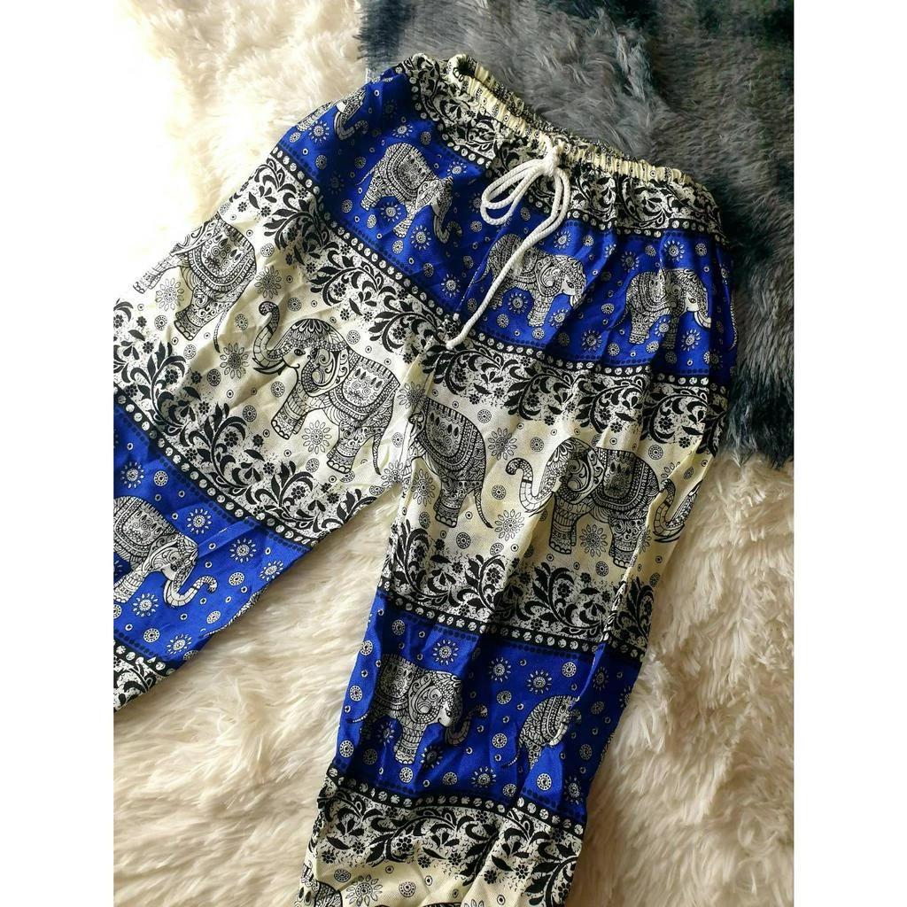 Elefant Jumpsbukser Justerbar Elastisk Midjebånd Stropp Unisex Kvinner Menn Trykk Thailand Casual Streetwear Strand Sommer Boho Bohemsk Retro Vintage