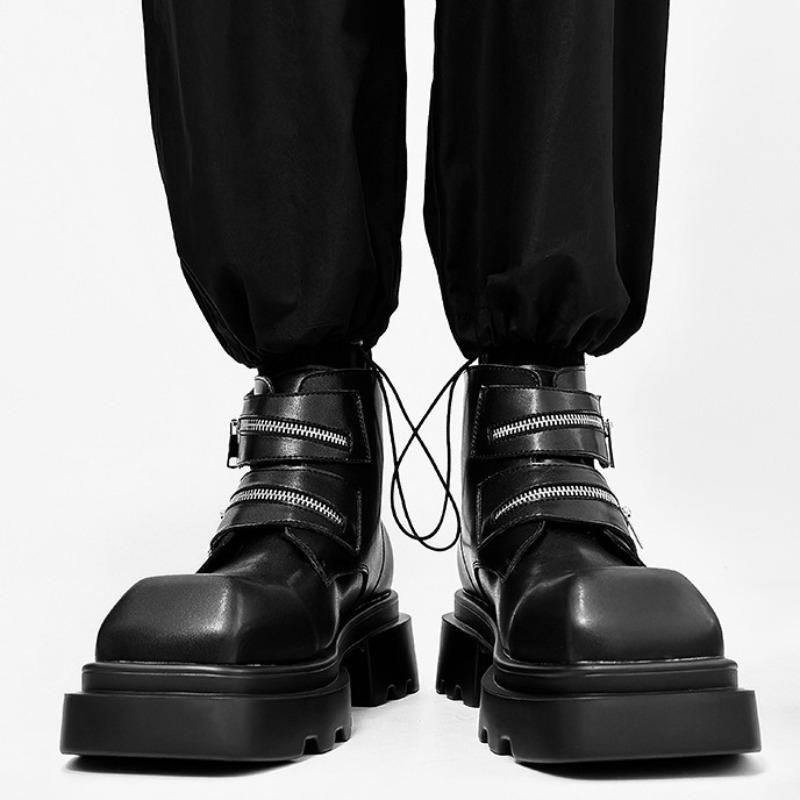 Mode Herrenmode Quadratische Spitze High-Top Stiefel Herren High-End Sense Plateau Chelsea Boot Friseur Hochwertige Derby Lederschuhe