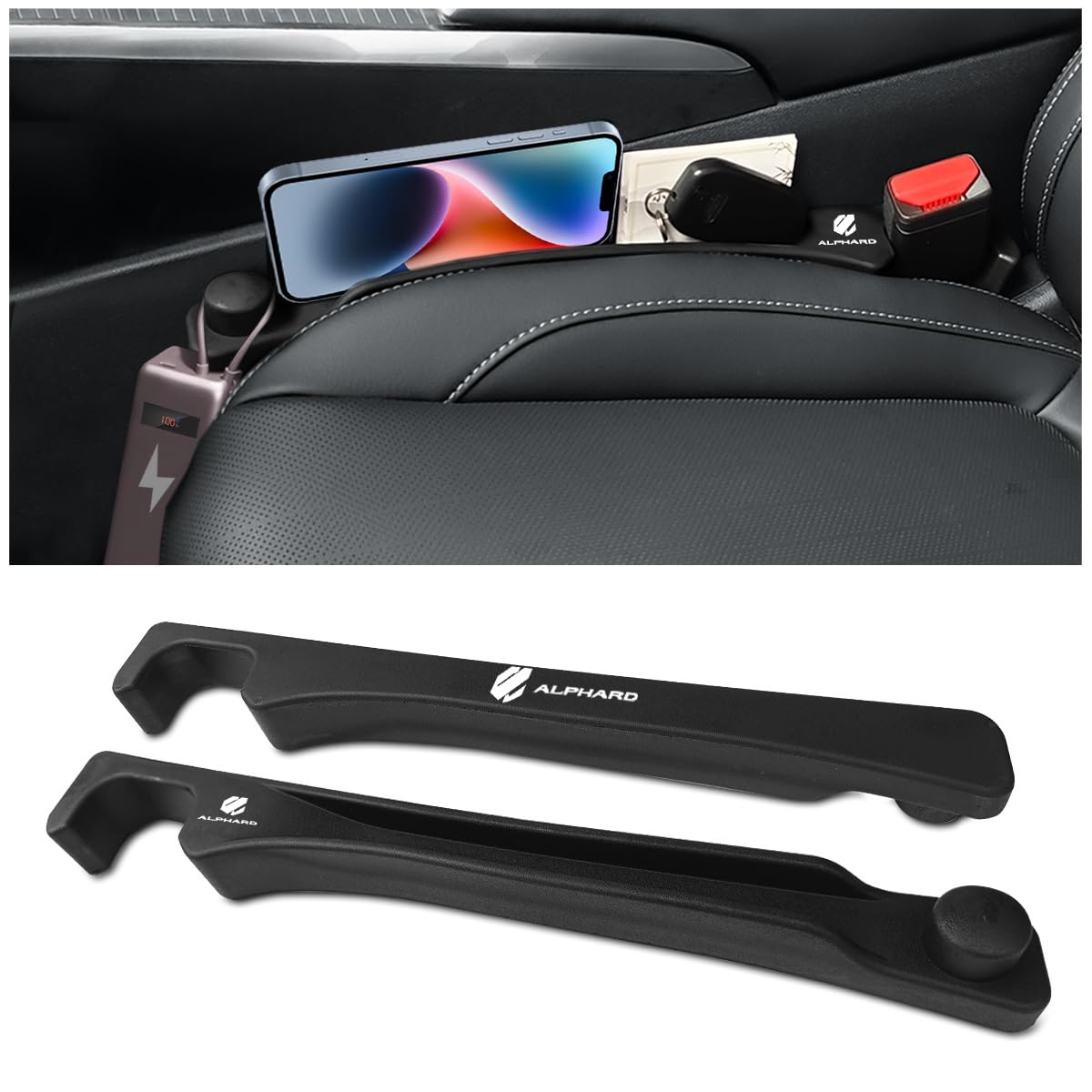 

Подушка-заполнитель MiJuduo для Alphard 30-й и 40-й серии с симметричным логотипом предотвращает попадание мелких предметов под сиденье пассажира, мелкие предметы, интерьер, 2 штуки чёрный