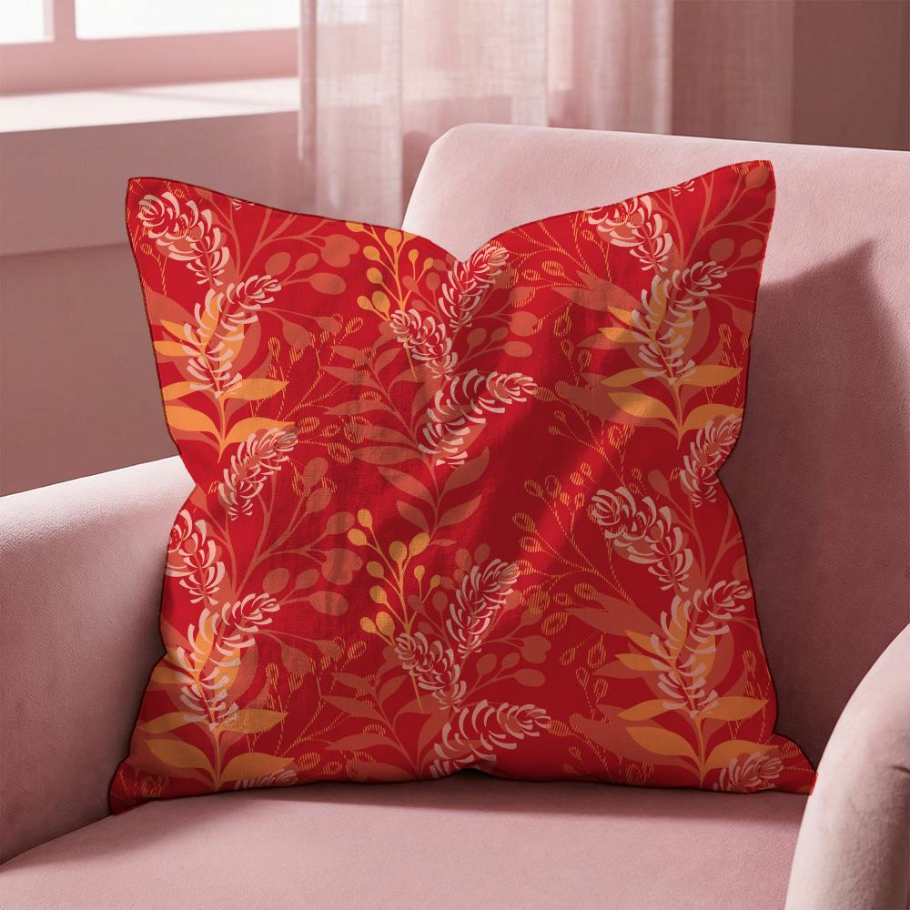 Vintage Gold Flowers Cushion Cover Multi-Scene Pillow Cover for Home & Car - Reversible, Soft & Durable for Daily Use