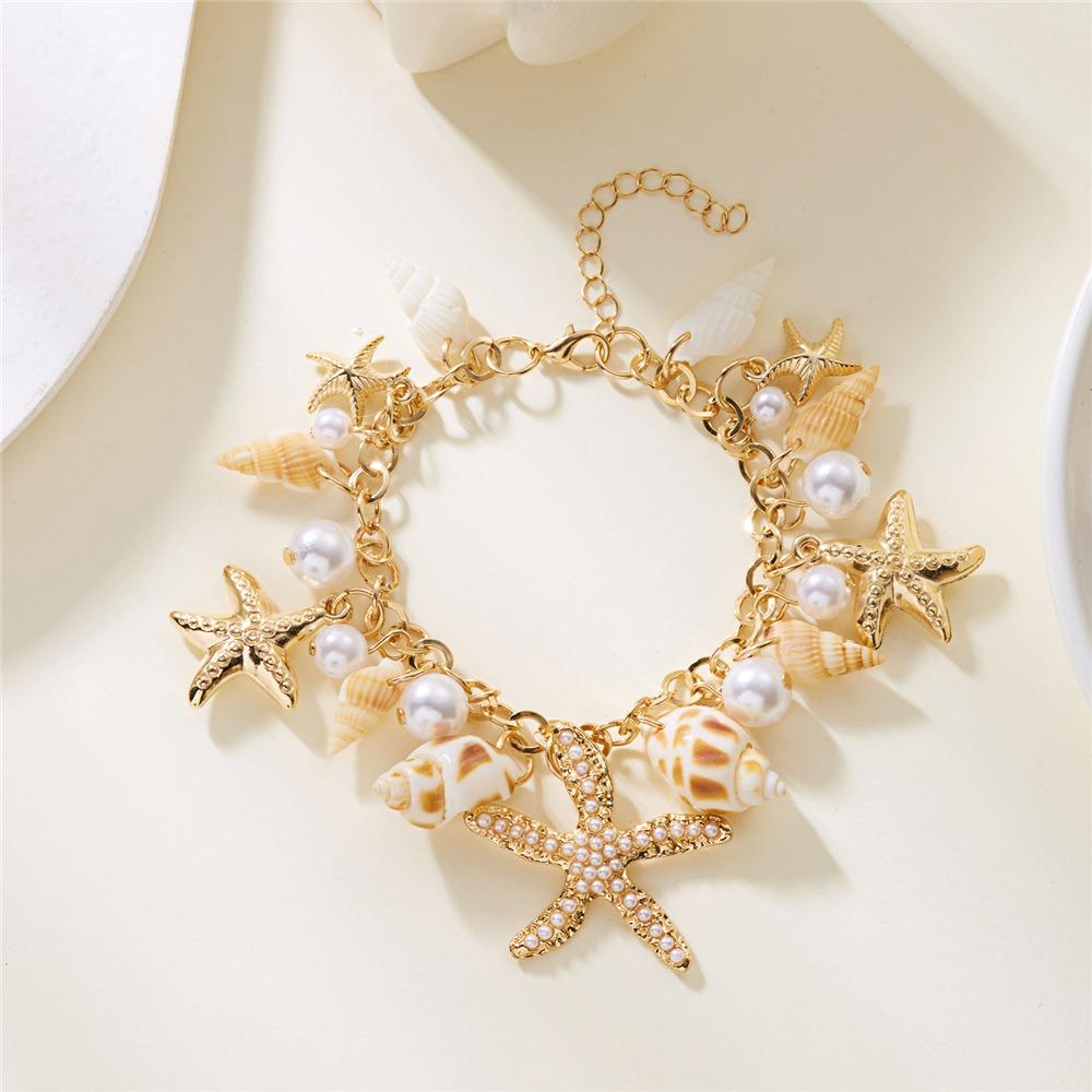 Pearl Conch Shell Bracelet Exaggerate Waist Chain Vacation Summer Beach Jewelry for Women