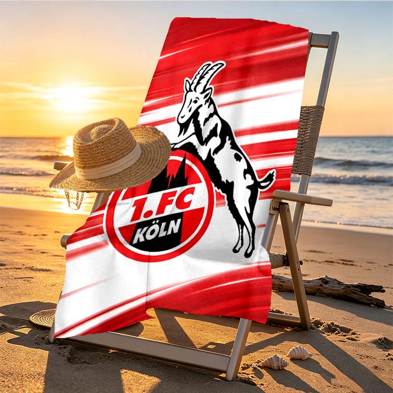 FC Koln Print Beach Towel Design, Soft, Lightweight. for Home Bathroom, Spa, Pool, Yoga, Surfing, Camping, Gift for Family, Friend