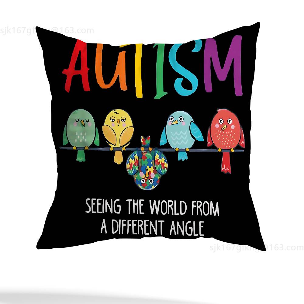 Autism Acceptanc pillowcase casual style decoration, suitable for home decoration (excluding pillow core)