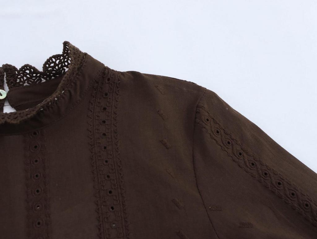 Spring 2025 Women's European & American Style Embroidered Hollow Shirt