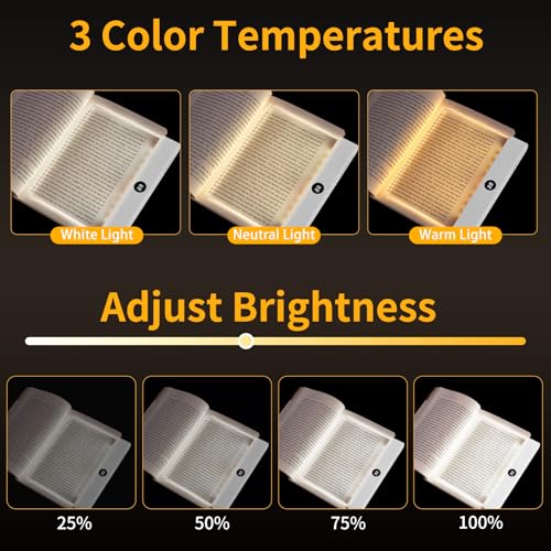 Book Light: 3 Colors Rechargeable Clip-On Reading Lamp - Anti-Glare Bed Light with Timer - LED Night Light for Bedside Study