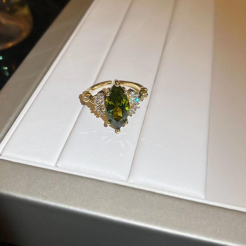 Geometric Oval Zircon Open Ring With For Womens Fashion Jewelry