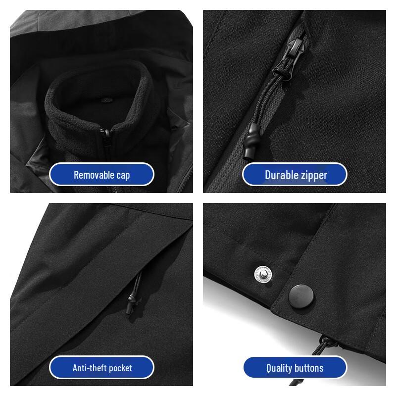 ROMON Men's 3-in-1 Detachable Windproof Jacket