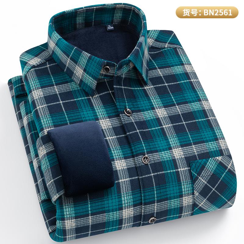 Men's warm long-sleeved shirt with double-sided fleece, winter casual, cold-resistant, street fashion, comfortable and versatile