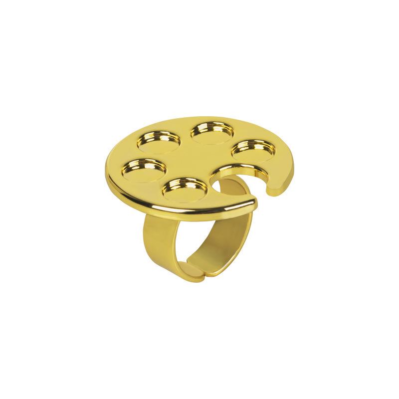 Gold & Silver Alloy Finger Ring Nail Art Palette for Pigment Mixing