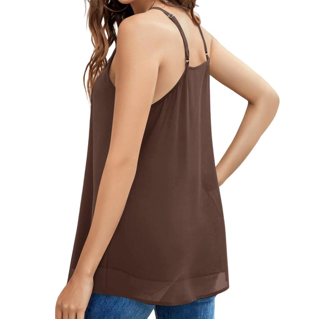 Women's Fashionable Chiffon Camisole V-neck Loose And Flowing Sleeveless Camisole