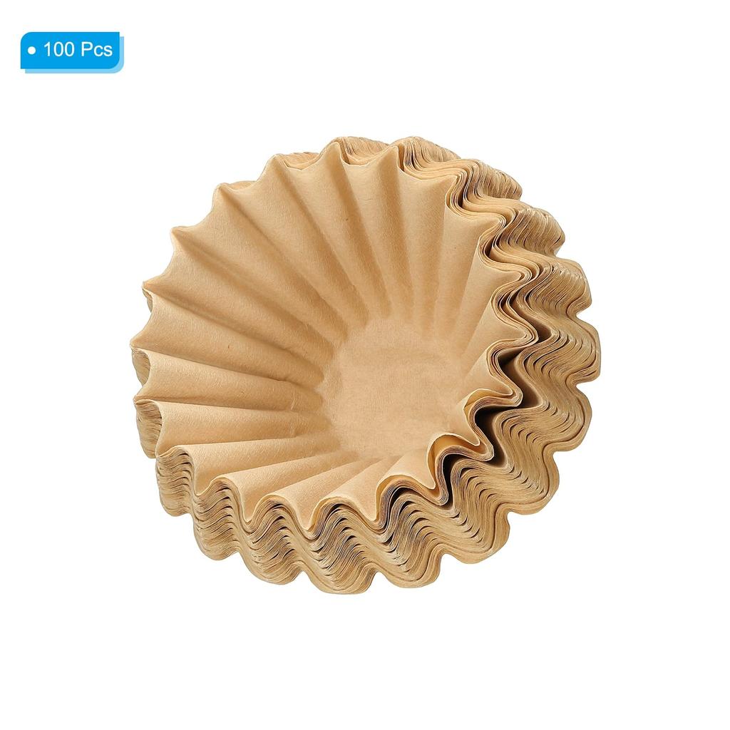 PATIKIL 2-5 Cup Wave Coffee Filters, Brown Paper Filters, 185x50mm, for Cafes, Cake Shops, and Kitchens (100 Filters)