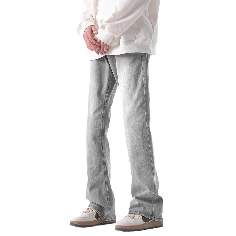 Blugi din denim spălați americani Toamnă pentru bărbați Pantaloni largi cu mop cu picioare drepte Pantaloni casual din denim cu picioare largi