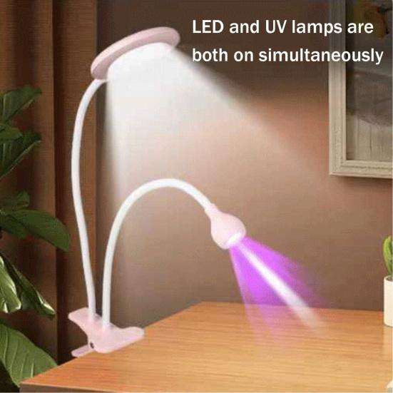 UV LED Nail Lamp Double-Headed Gooseneck Lamp with Clip for Gel Nails Manicure Dryer Curing Light for Home DIY Salon