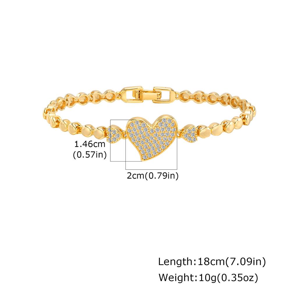 Luxury Shiny Zircon Charm Bracelet for Women, Gold Color Metal Geometric Chain Wristband Bangle, Fashion Exquisite Jewelry Gift