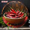 Retro Red Pepper Round Tin Sign Vintage Rustic Metal Wall Art For Home Garage Cafe Bar Kitchen Decor