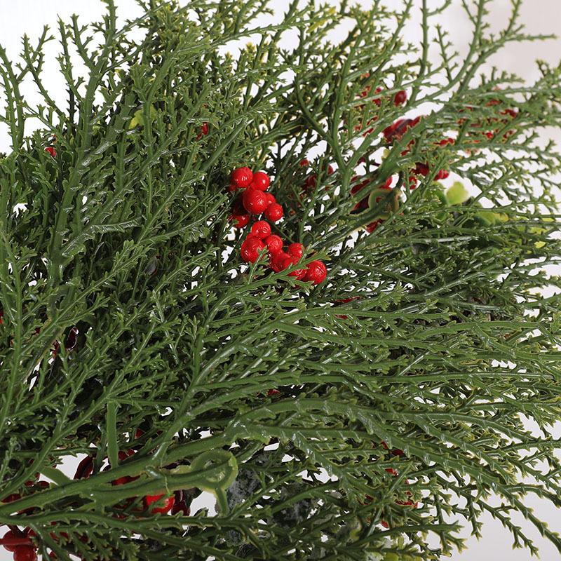 50Cm Christmas Wall Hanging Christmas Decorations Wreath Half Tree Door Hanging Red Fruit Pe Cypress Leaf Pine Cone Christmas Tree Ring