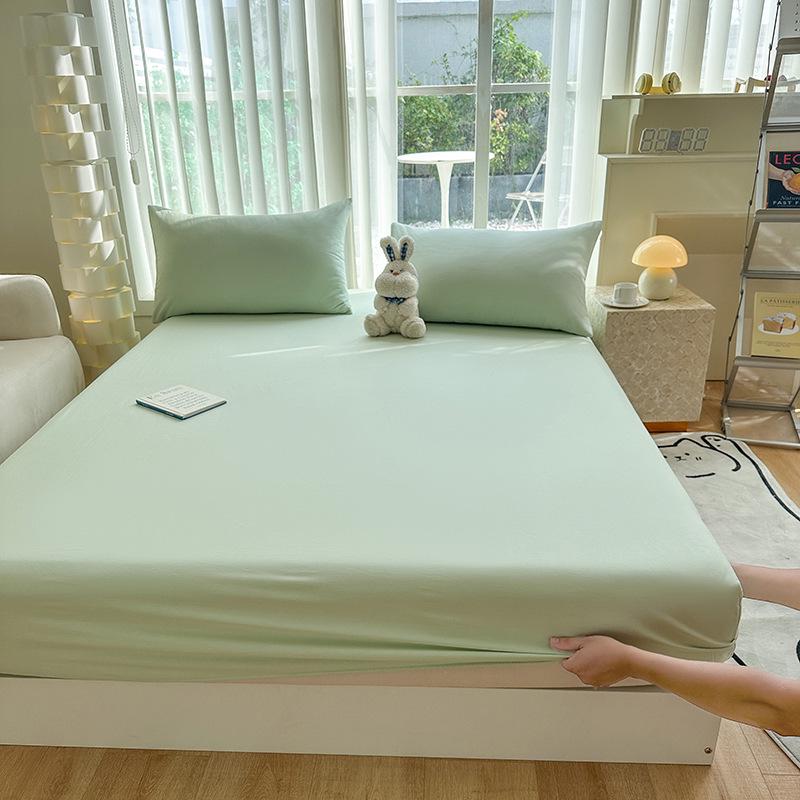60s Class A Solid Color Washed Cotton Fitted Sheet - Mother and Baby Grade, Thickened for Summer