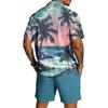 Herren Casual Leichtes Atmungsaktives Kurzarmhemd und Shorts Set