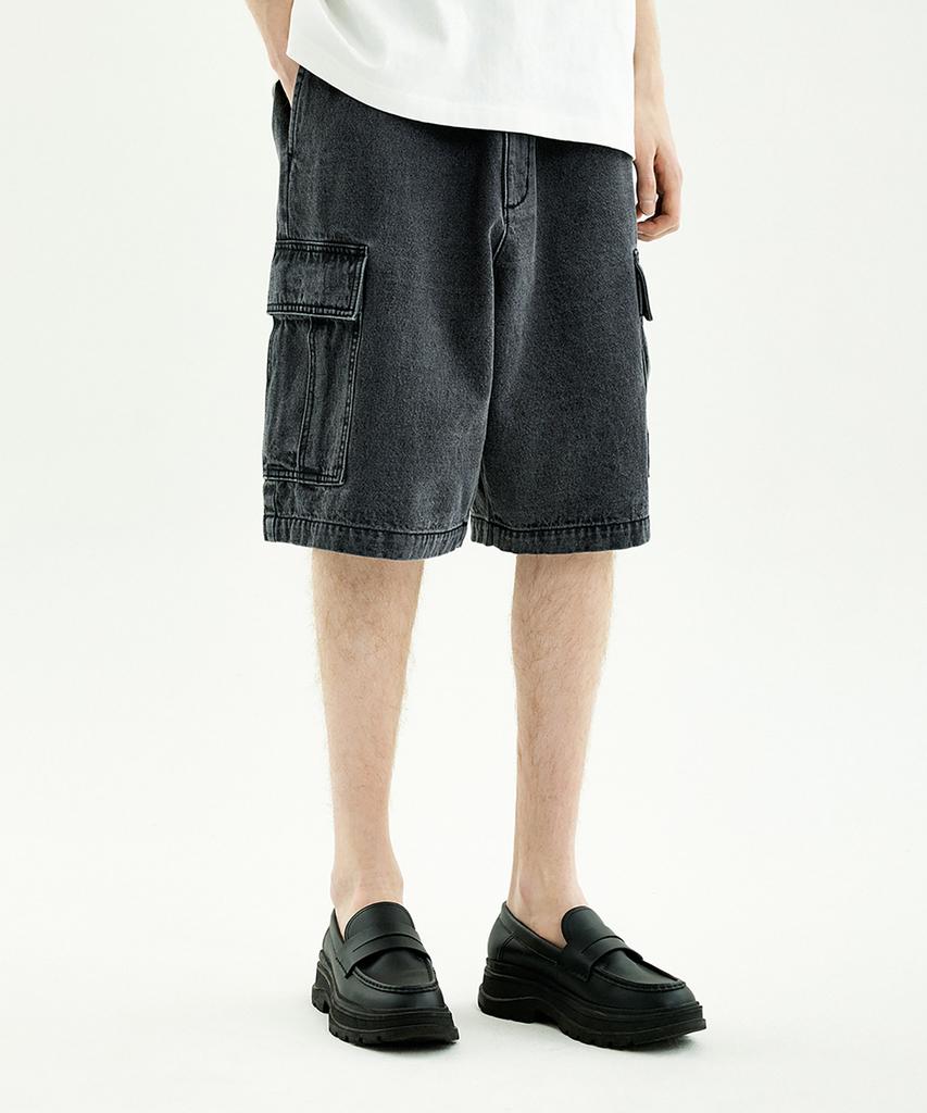 MINIMALPROJECT Bermuda Cargo Denim Half Pants Msp109 [Black]