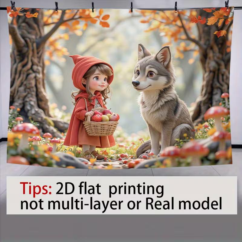 2D Whimsical Little Red Riding Hood Photography Background