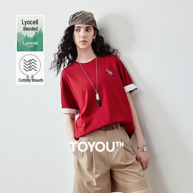 Women s Color-Block Horse Graphic Lyocell Blend Tee XL