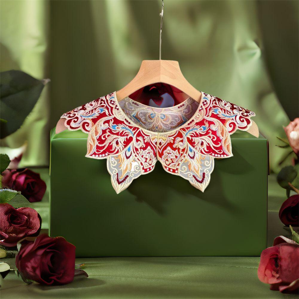 Elegant Lace Shawl Embroidery Design Detachable Collar Unique False Collar  Cultural Wear