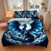 3pcs Dragon and Wolf in a Mystical Night Sky Printed Quilt Set - Soft and Comfortable Quilt Cover for Bedroom, Guest Room J022