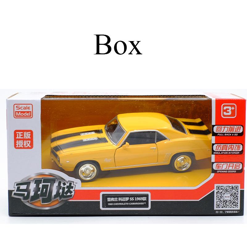 1/36 Scale Chevrolet Camaro SS 1969 Diecast Car Model Toy, Pull Back Toy Vehicle with Sound and Light for Kids Toddler Boys Girls Gift Collection