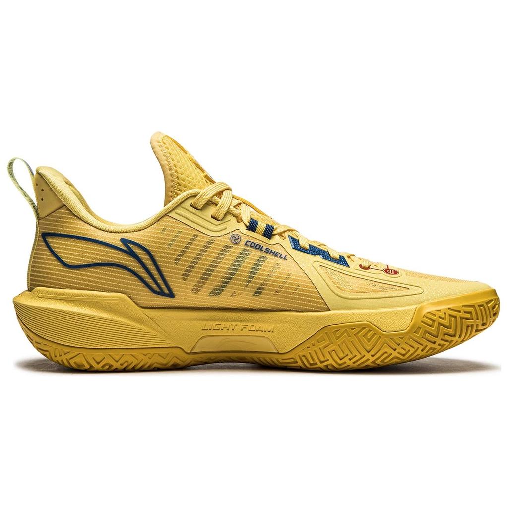 Li Ning Light Speed 2.0 Cushioning, Wear Resistant Low Top Basketball Shoes Men's Yellow Blue ABPU023-3