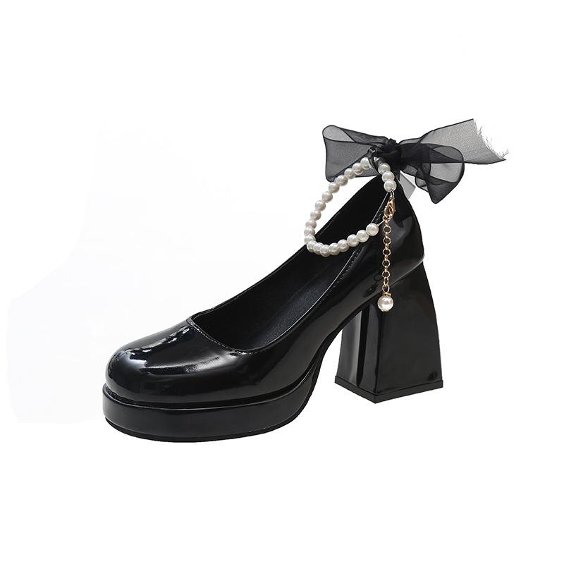 

Туфли Мэри Джейн на французской платформе женские туфли на высоком каблуке нишевый дизайн темперамент высокий смысл Лолита толстые каблуки маленькие кожаные туфли женские туфли 40 чёрный
