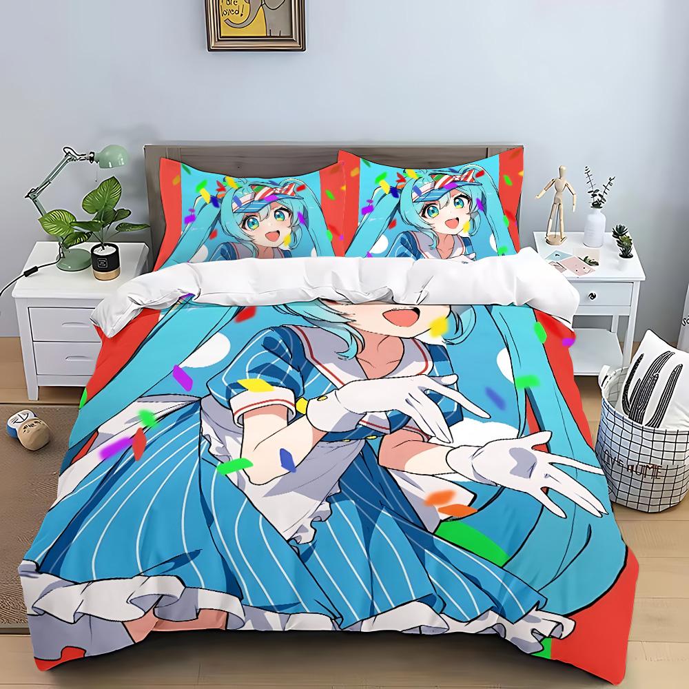 Hatsune Miku Anime Duvet Cover Pillowcase Bedding Set Adult Boy Girl Bedroom Decoration Children Gift Single Double Large Size