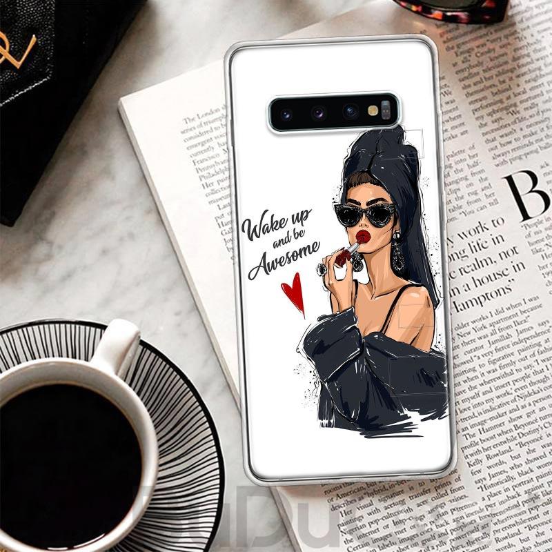 Princess Female Boss Coffee Cover For Samsung Galaxy M12 M21 M30S M31 M32 Phone Case M51 M52 Note 20 Ultra 10 Plus 9 8 J4 J6 + J