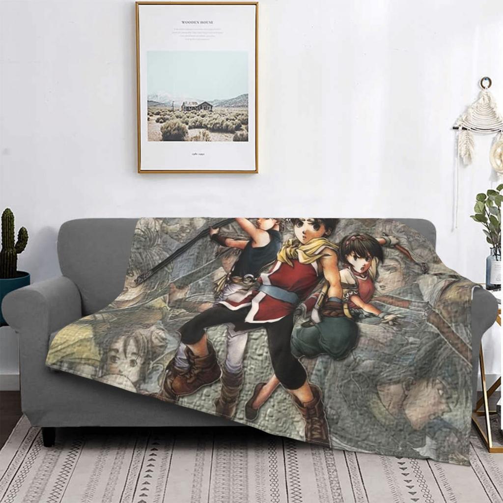 Genso Suikoden Best RPG Blankets Vintage Games Fleece Funny Warm Throw Blankets for Chair Covering Sofa Decoration