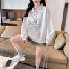 ZOSOUL Cute Bear Print Polo Collar Sweatshirt