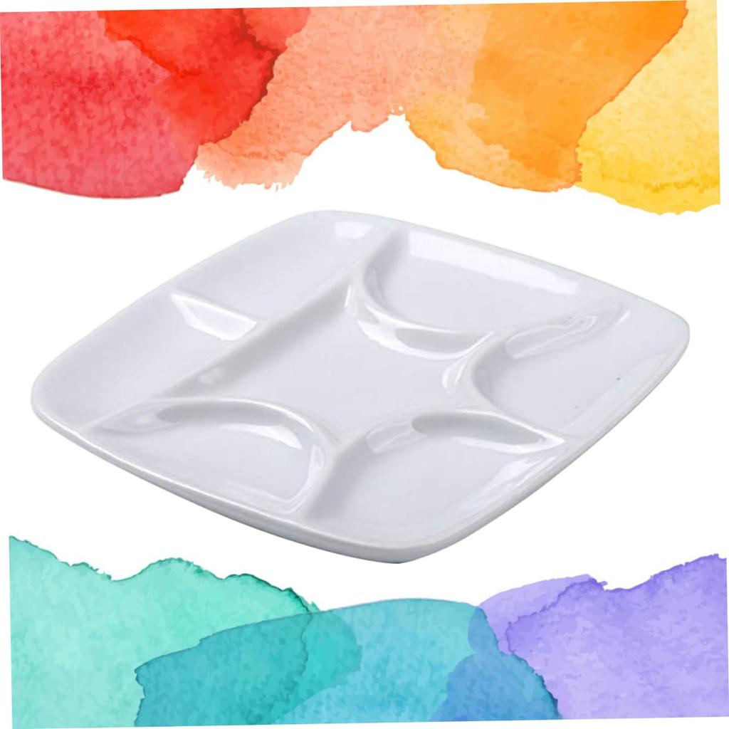 NUOBESTY Ceramic Palette, Oil Paint Palette, Porcelain Paint, Watercolor, Oil Paint Brushes, Rectangular Paint Tray, Artist, Ceramic, White