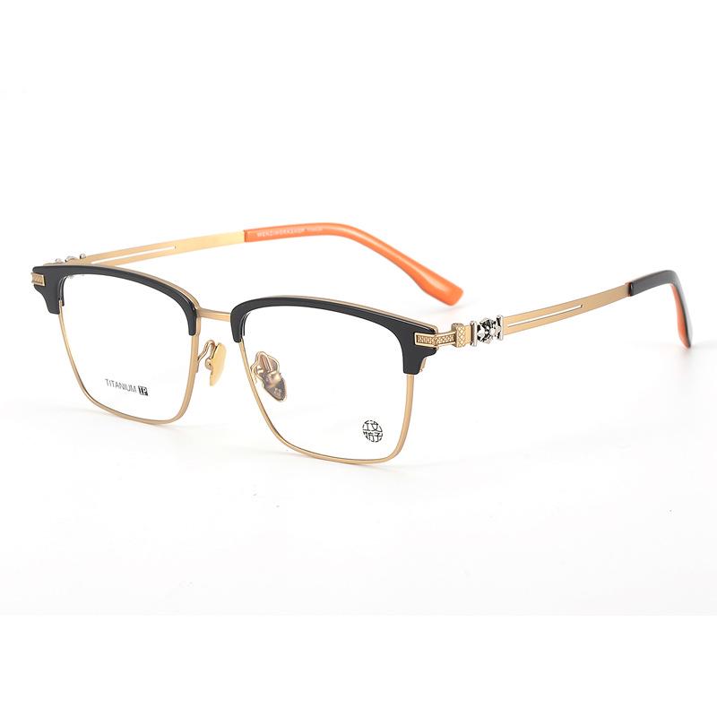 Men's Retro Titanium Ultra-light Eyebrow Bar Half-Frame Glasses for Myopia