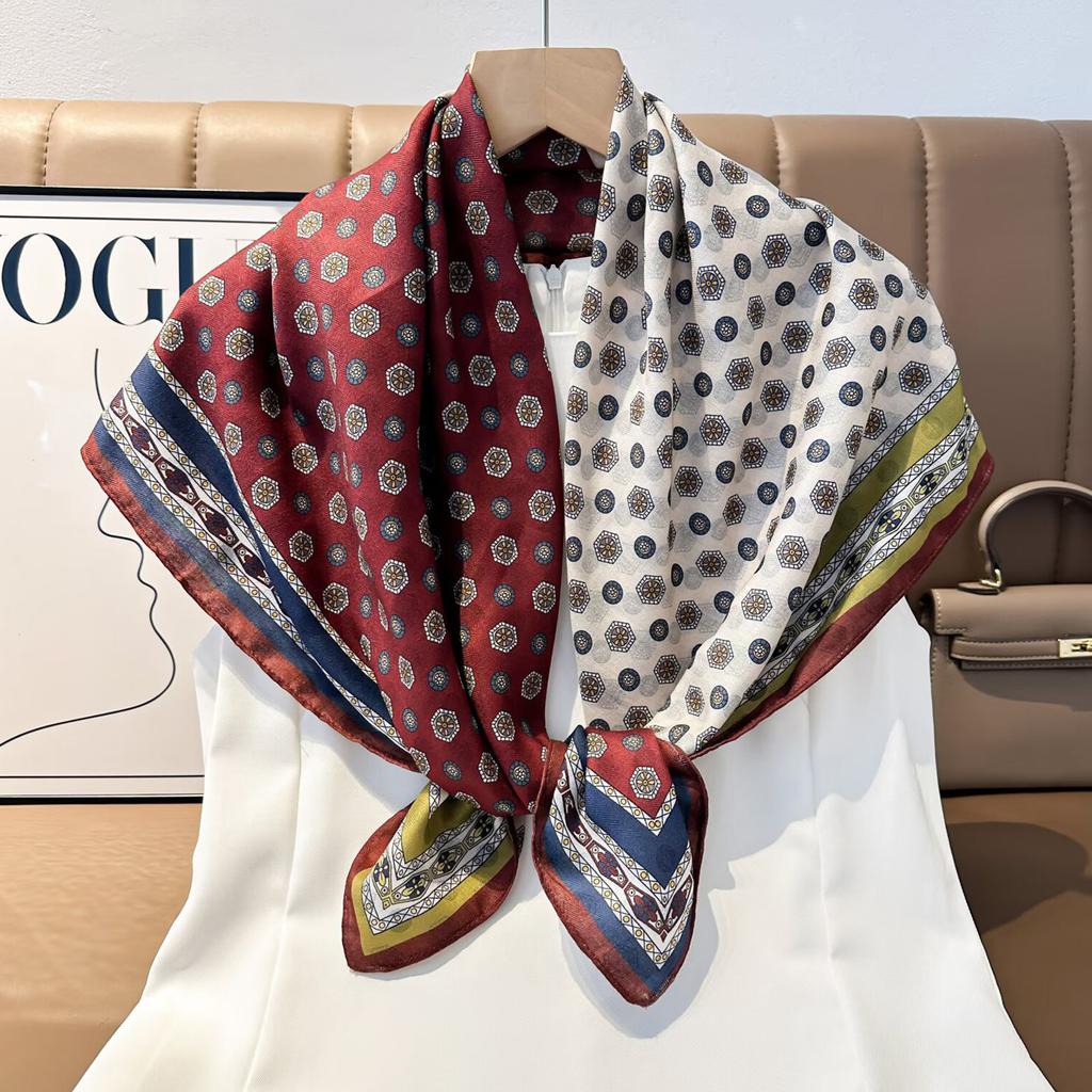 Red polka dot double-sided heterochrome 91 large square scarf women's autumn and winter simulated silk velvet scarf shawl gift mother mother