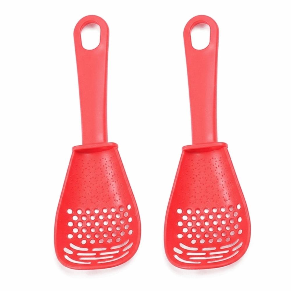 2Pcs Heat Insulated Handle Filter Spoon Uniform Filter Holes Draining Skimmer Sieve Spoon  Filtering