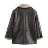 Autumn 2024 Women's Loose Mid-Length Lapel Shearling Double-Faced Coat Jacket