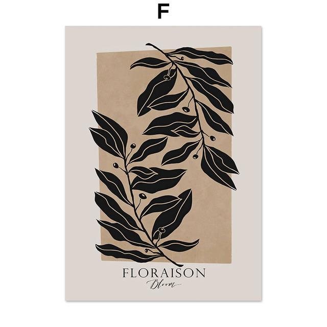 Pósteres y grabados minimalistas nórdicos con líneas abstractas de flores y plantas, arte de pared, pintura en lienzo, imágenes para decoración de sala de estar