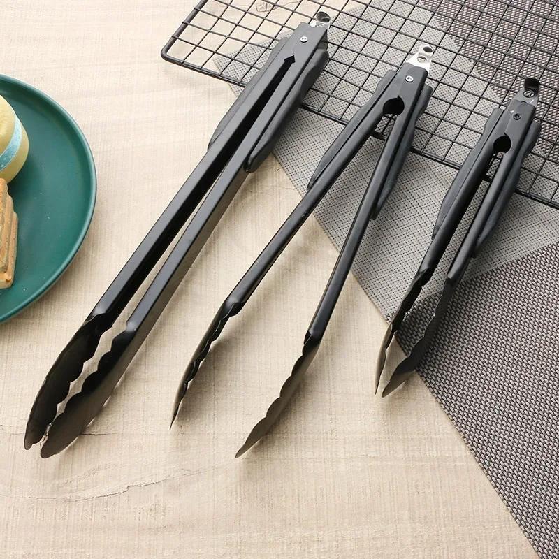 Silicone BBQ Grilling Tong Salad Bread Serving Tong Non-Stick Kitchen Barbecue Grilling Cooking Tong NLock Food Clip 9/12/14Inch