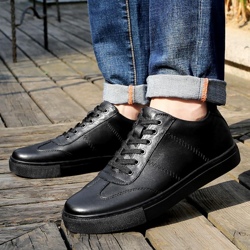 White Sneakers Men Genuine Leather Elevator Shoes Heightening Shoes Height Increase Shoes Height Shoes Tall Shoes Insole 6cm