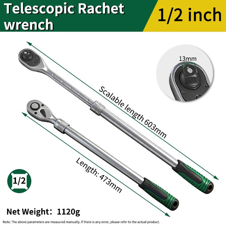 Telescopic Ratchet Socket Wrench 1/2-Inch Drive Extendable Ratchet Wrench 72 Tooth Quick Release Ratchet Quick Released Ratchet (as the picture,1/2)