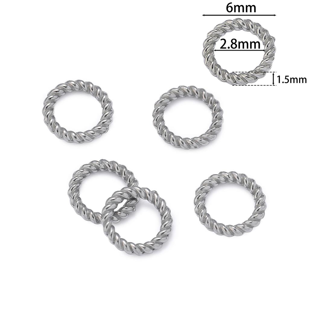 10Pcs Stainless Steel Twist Rope Circle Connector Closed Jump Rings Split Ring For Necklace Bracelets Jewelry Making Accessories