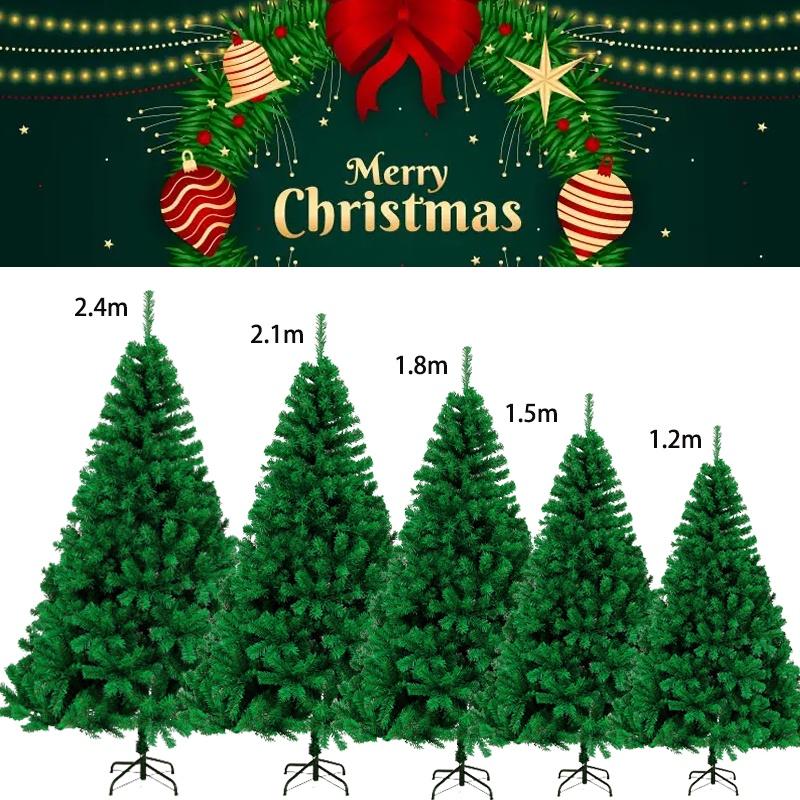 Ohromující umělý zelený PVC vánoční stromek s vánočními ozdobami