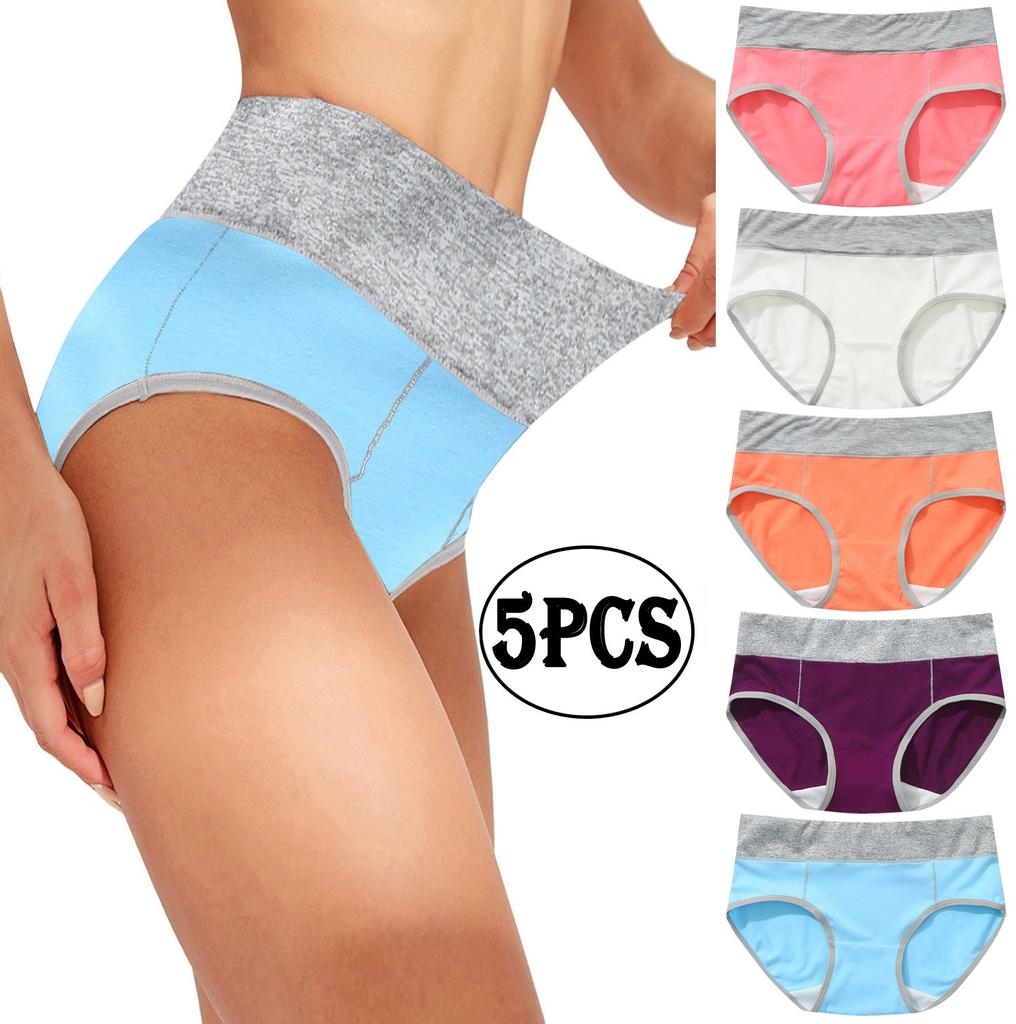 5PC Women Patchwork Briefs Panties Underwear Knickers Bikini Underpants