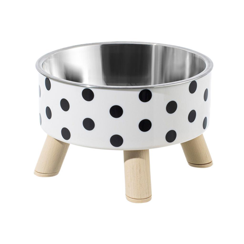 Pet Cat and Dog Bowl Polka-dot Plaid Stainless Steel Anti-slip Easy To Clean Indoor and Outdoor