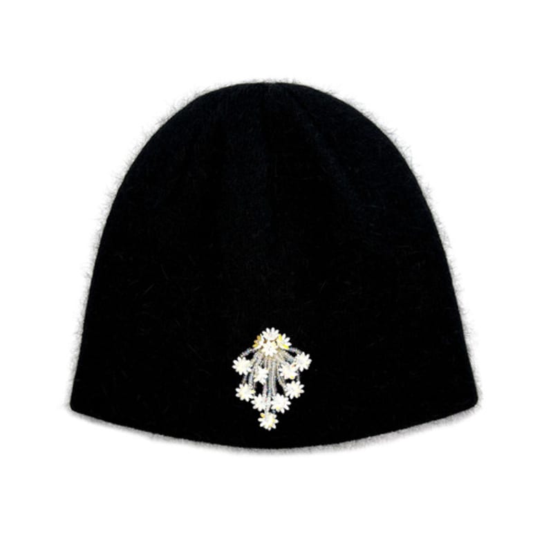 OTHER-worldly Drop Bead Angora Short Beanie [Black]