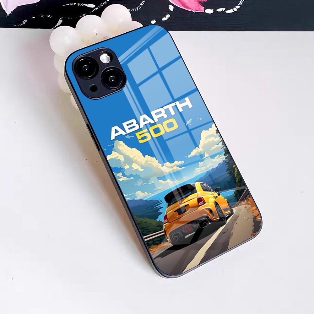 

A-abarth Car Phone Case For IPhone 17 Pro Max 16 15 14 Pro Max 13 11 X Xs Xr 8 7Plus Glass Cover iPhone17