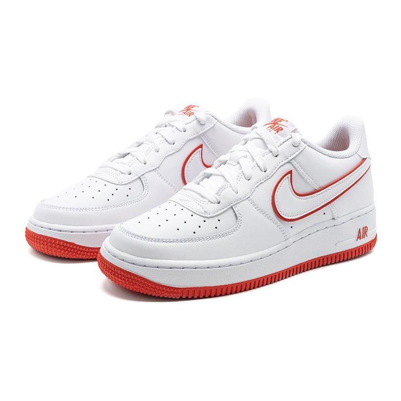 Nike Air Force 1 GS White Picante Red Kids Sneakers Aura Blue-Tint Aluminum DV7762-101